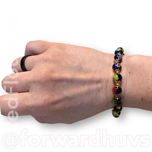 Murano Glass Millefiori Bracelet MCM Art Glass Bracelet - Picture 3 of 11
